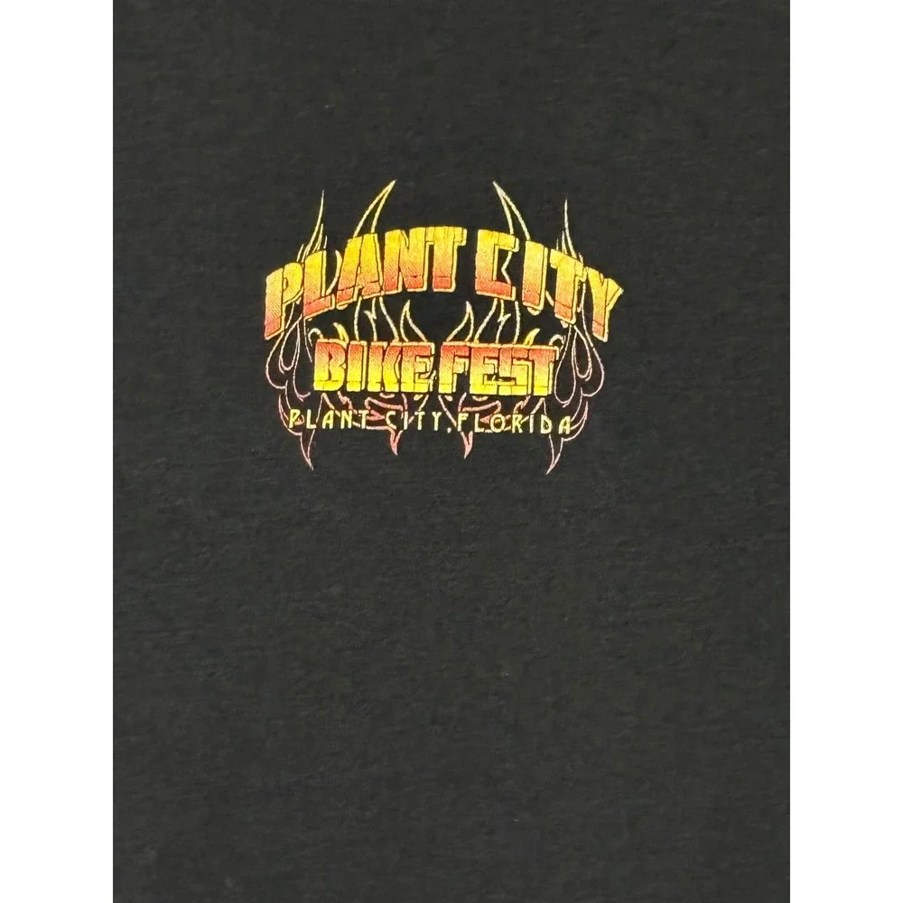 Gildan Plant City FL Bike Fest Graphic T Shirt Mens Black Motorcycle Biker Large